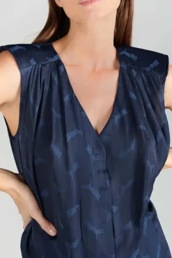 Le Temps des Cerises Top Missou En Jacquard Bleu Marine Midnight Clearance