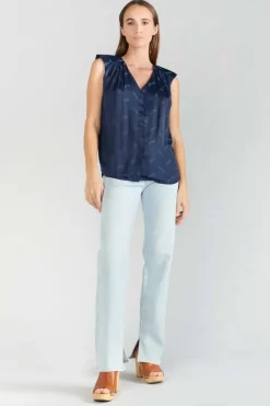 Le Temps des Cerises Top Missou En Jacquard Bleu Marine Midnight Clearance