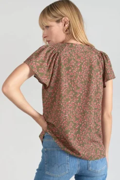 Le Temps des Cerises Top Norine Kaki A Motif Fleuri Khaki Flowers Cheap