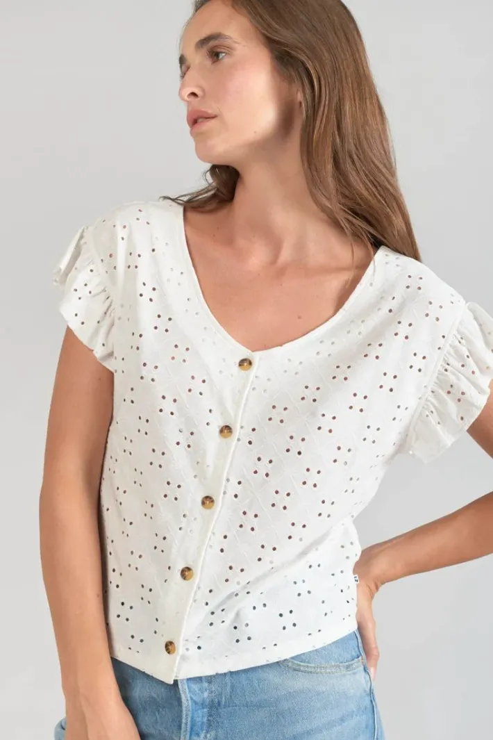 Le Temps des Cerises Top Pedrina Ajoure Blanc White Sale