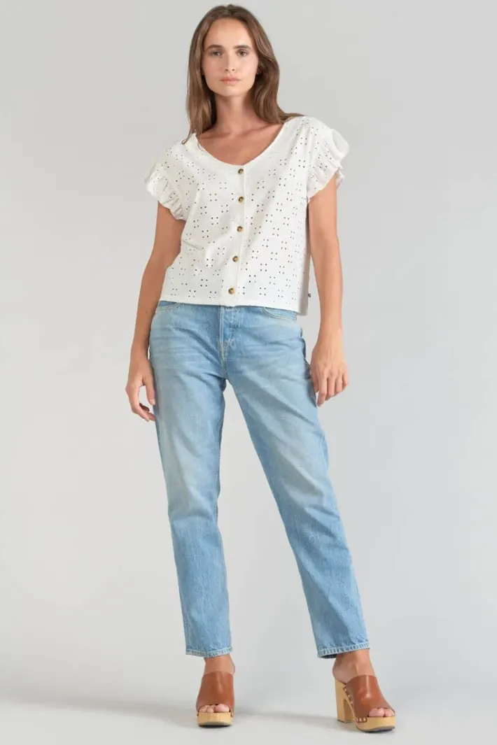 Le Temps des Cerises Top Pedrina Ajoure Blanc White Sale