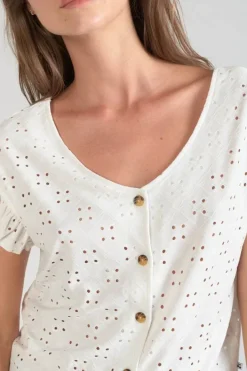 Le Temps des Cerises Top Pedrina Ajoure Blanc White Sale