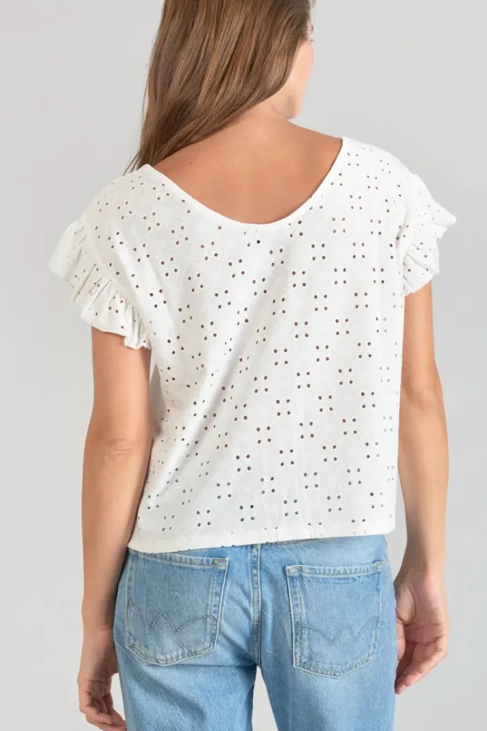 Le Temps des Cerises Top Pedrina Ajoure Blanc White Sale