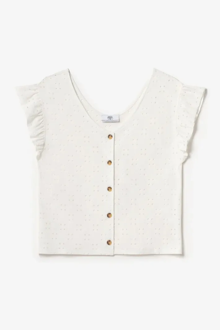 Le Temps des Cerises Top Pedrina Ajoure Blanc White Sale