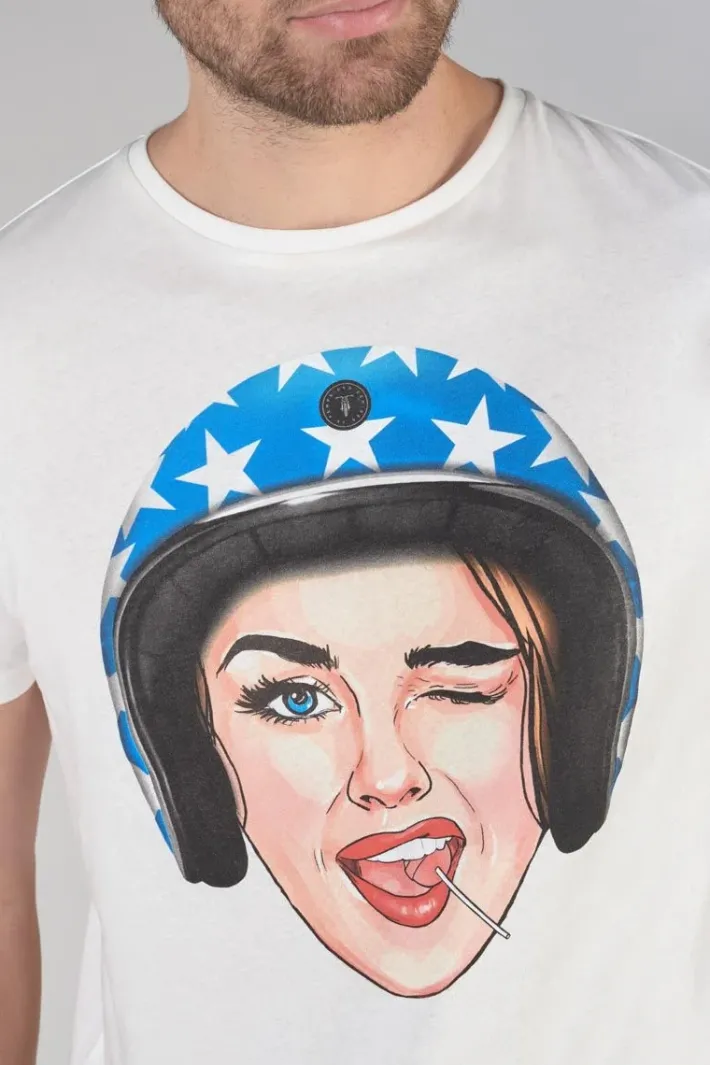 Le Temps des Cerises T-Shirt Cram Blanc Imprime White Outlet