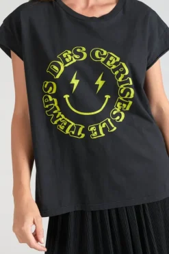 Le Temps des Cerises T-Shirt Miya Noir Imprime Black Best Sale