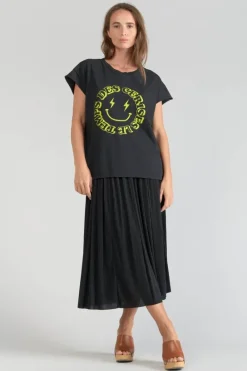 Le Temps des Cerises T-Shirt Miya Noir Imprime Black Best Sale