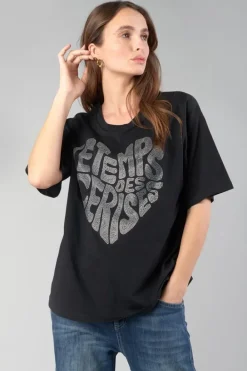 Le Temps des Cerises T-Shirt Oraya Noir A Strass Black Outlet