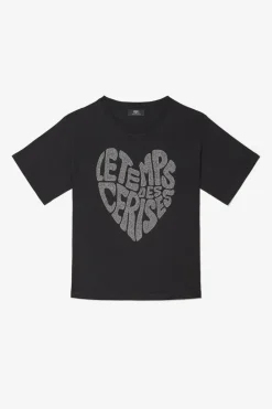 Le Temps des Cerises T-Shirt Oraya Noir A Strass Black Outlet