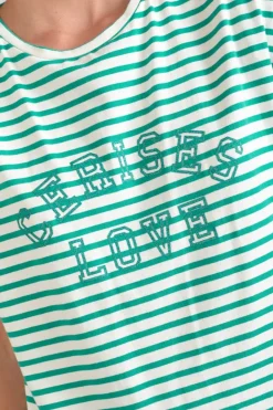 Le Temps des Cerises T-Shirt Sans Manches Male A Rayures Vertes Tropical Sale