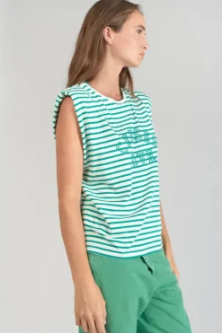 Le Temps des Cerises T-Shirt Sans Manches Male A Rayures Vertes Tropical Sale