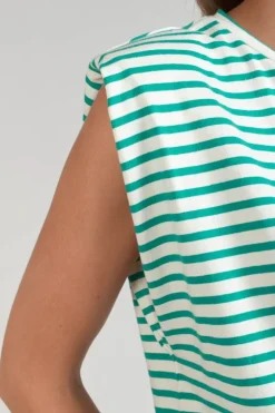 Le Temps des Cerises T-Shirt Sans Manches Male A Rayures Vertes Tropical Sale