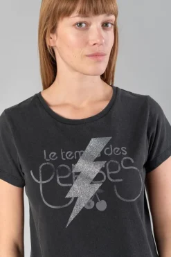 Le Temps des Cerises T-Shirt Tonito Noir Imprime Black Fashion