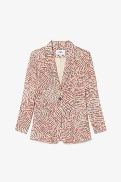 Le Temps des Cerises Veste Blazer Mena A Motif Orange Et Noir Orange Zebra Shop