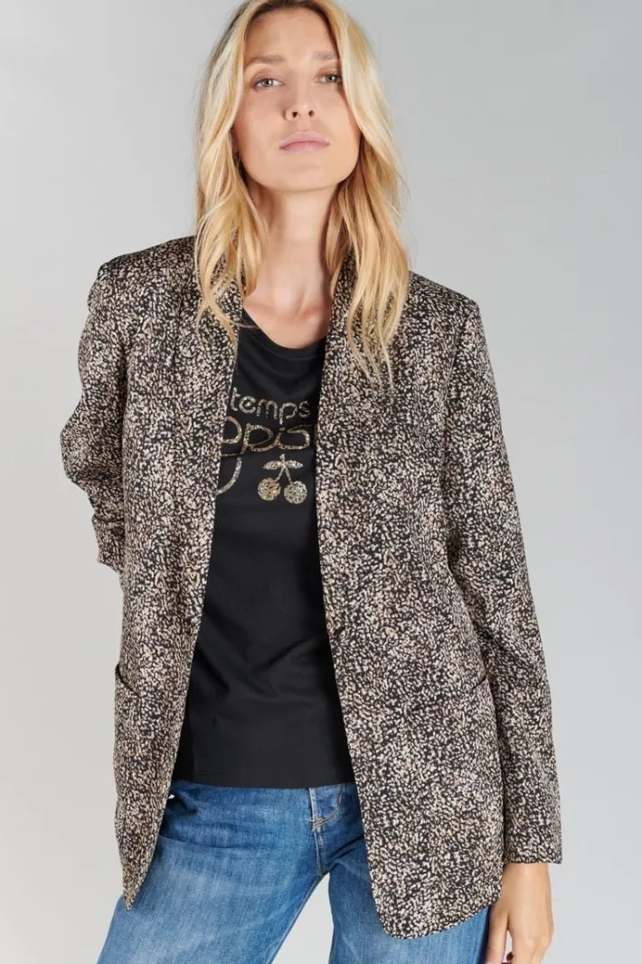 Le Temps des Cerises Veste Blazer Talhia Noir A Motif Black Sale