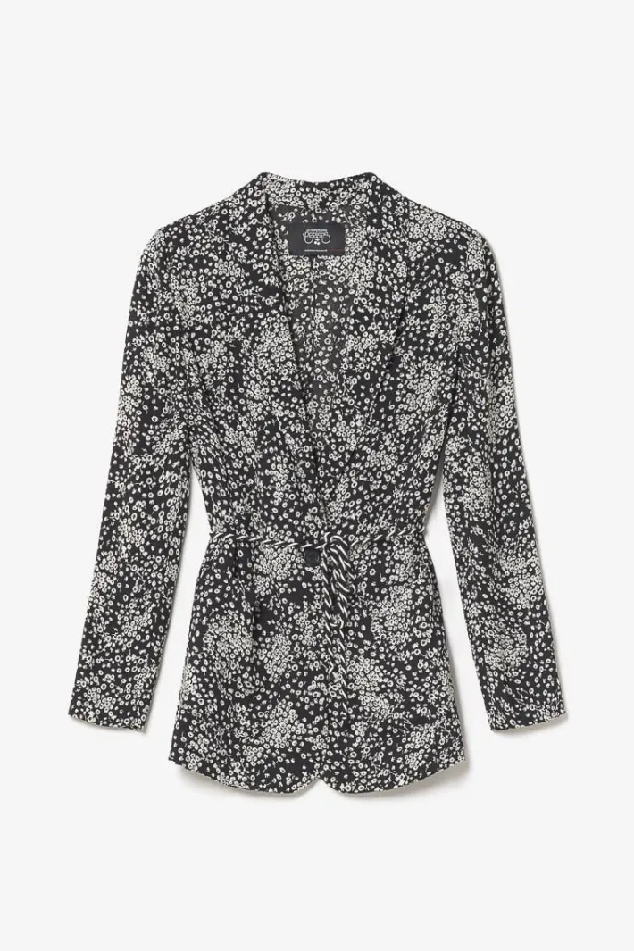Le Temps des Cerises Veste Blazer Urielle A Motif Fleuri Noir Et Blanc Black Flower Shop