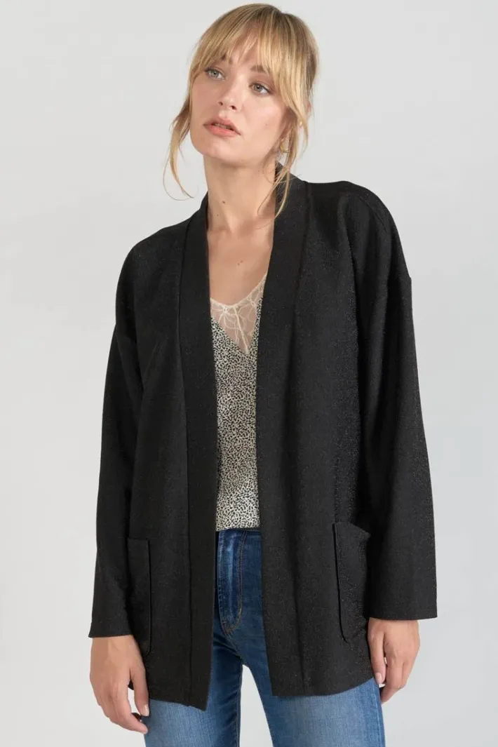 Le Temps des Cerises Veste Kimono Sobrado Noir Brillant Black New