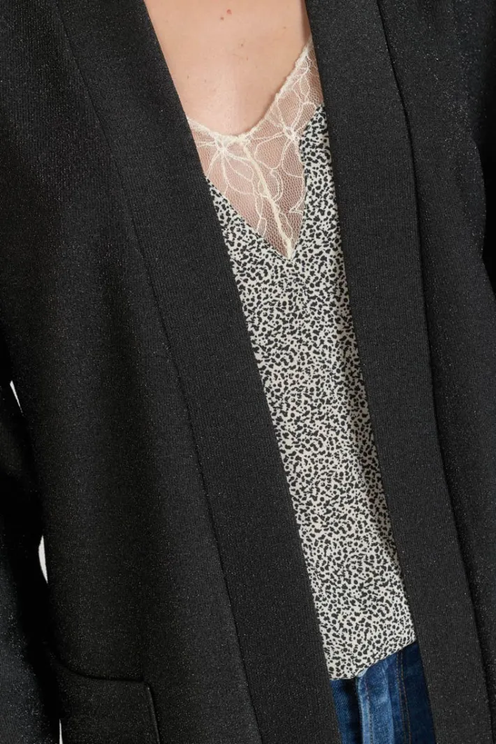 Le Temps des Cerises Veste Kimono Sobrado Noir Brillant Black New