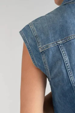 Le Temps des Cerises Veste Sans Manches Galinat En Jeans Bleu Blue Discount