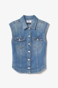 Le Temps des Cerises Veste Sans Manches Galinat En Jeans Bleu Blue Discount